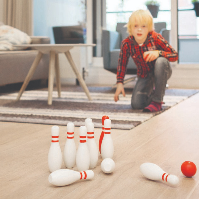 Ξύλινο Παιχνίδι Bs Toys Bowling Red & White
