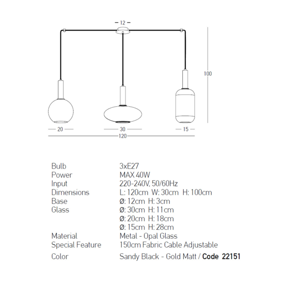 Φωτιστικό Οροφής Τρίφωτο Zambelis 22151 Opal Glass