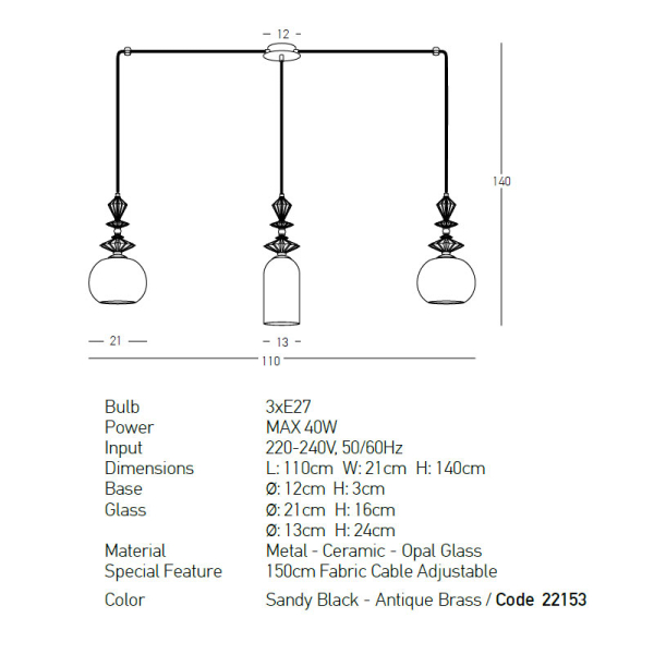 Φωτιστικό Οροφής Τρίφωτο Zambelis 22153 Ceramic