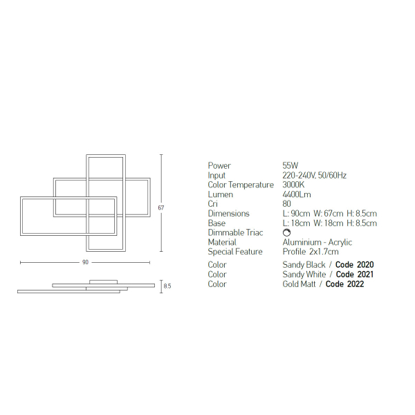 Φωτιστικό Πλαφονιέρα LED Dimmable Zambelis 2022 Gold Matt