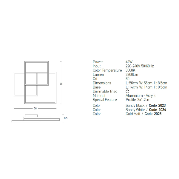 Φωτιστικό Πλαφονιέρα LED Dimmable Zambelis 2025 Gold Matt