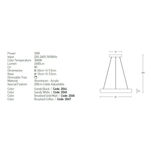 Φωτιστικό Οροφής LED Dimmable Zambelis 2046 Brushed Gold Matt