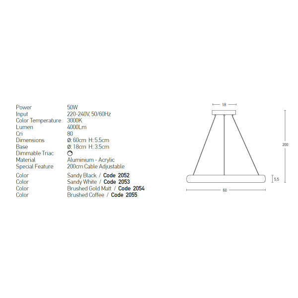 Φωτιστικό Οροφής LED Dimmable Zambelis 2052 Sandy Black