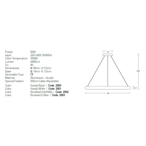Φωτιστικό Οροφής LED Dimmable Zambelis 2060 Sandy Black