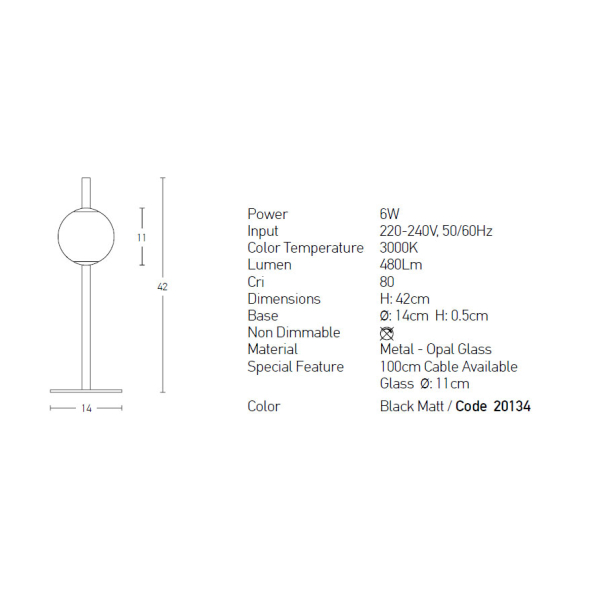 Πορτατίφ LED Zambelis 20134 Black Matt