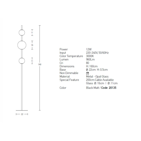 Φωτιστικό Δαπέδου LED Zambelis 20135 Black Matt