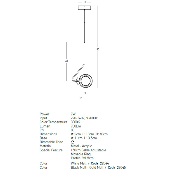 Φωτιστικό Οροφής Μονόφωτο LED Dimmable Zambelis 22044 White Matt