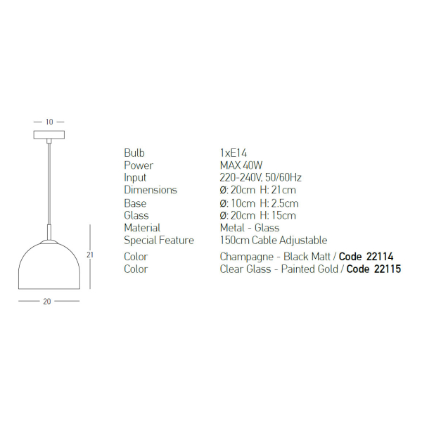 Φωτιστικό Οροφής Μονόφωτο Zambelis 22114 Champagne