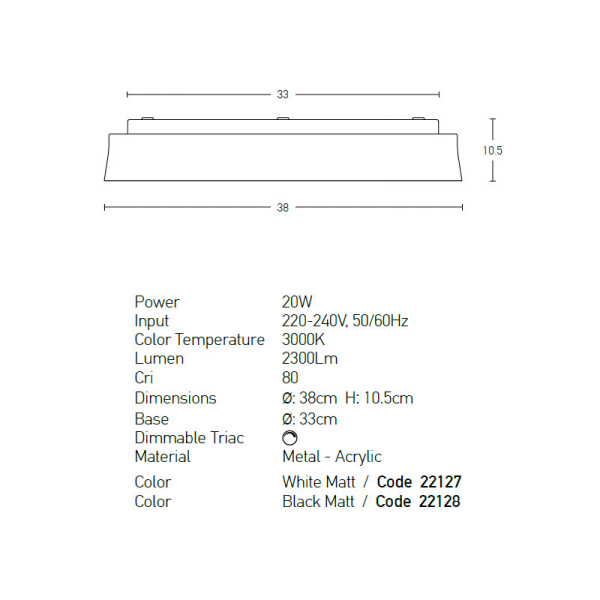 Φωτιστικό Πλαφονιέρα LED Dimmable Zambelis 22127 White Matt