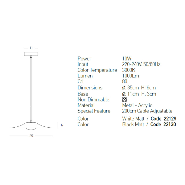 Φωτιστικό Οροφής Μονόφωτο LED Zambelis 22129 White Matt