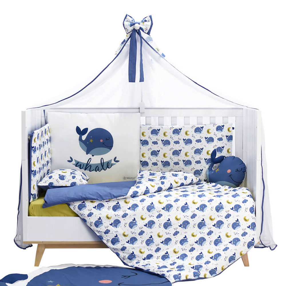 Σετ Κούνιας 9Τμχ Bebe Stars Whale 3100 Home Βρεφικά Προίκα Μωρού - Λίκνου Spitishop