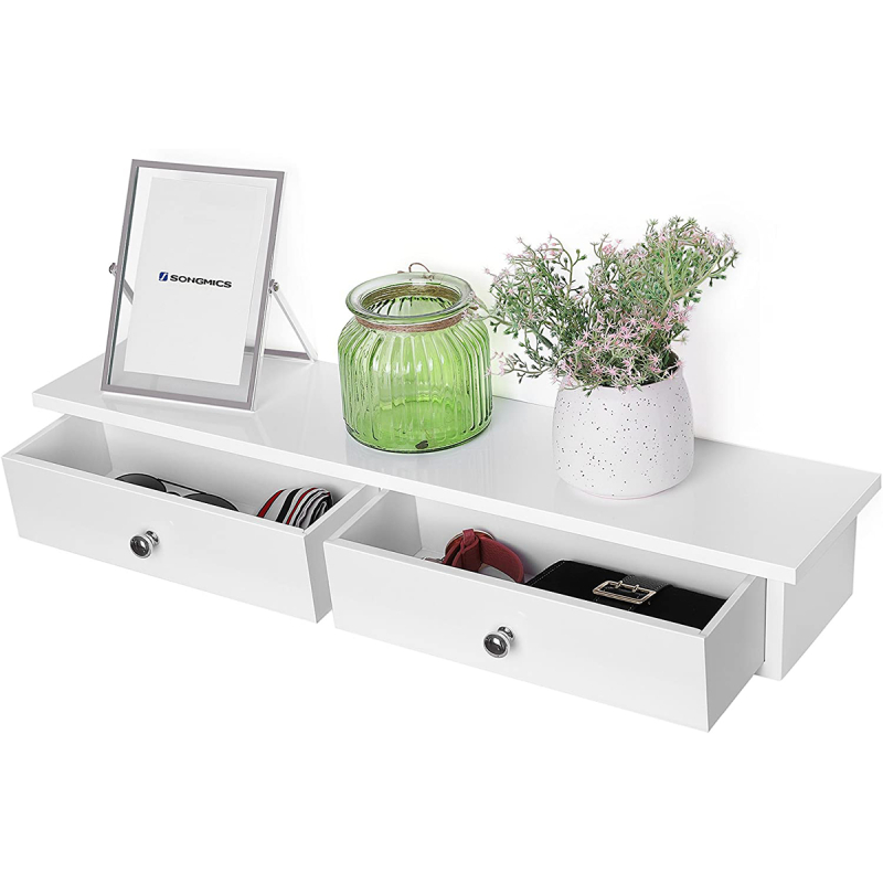 Ράφι Τοίχου (65x15x10) Με Συρτάρια Vasagle LWS65WT