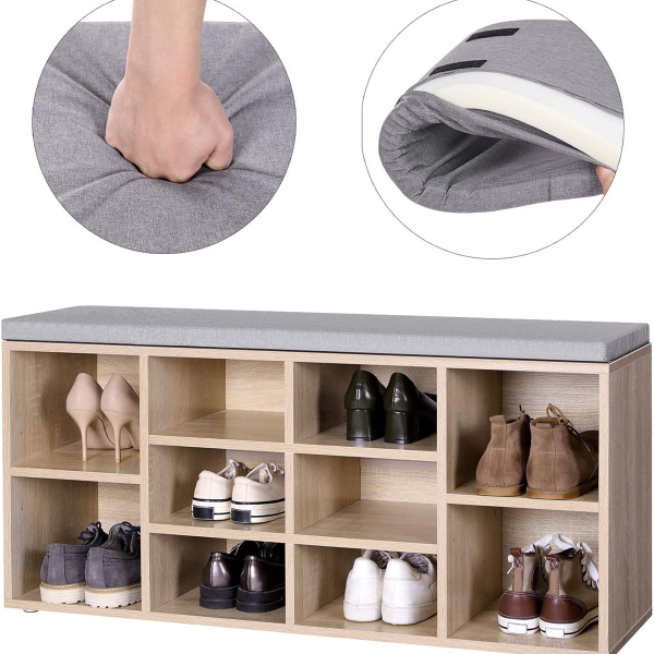 Παγκάκι Εισόδου - Παπουτσοθήκη 10 Θέσεων (104x30x48) Vasagle LHS10NL