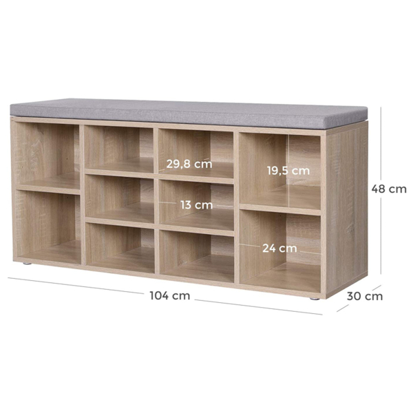 Παγκάκι Εισόδου - Παπουτσοθήκη 10 Θέσεων (104x30x48) Vasagle LHS10NL