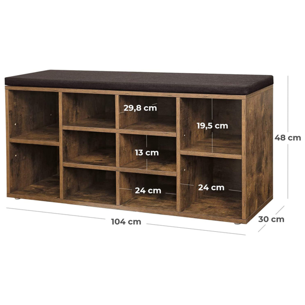 Παγκάκι Εισόδου - Παπουτσοθήκη 10 Θέσεων (104x30x48) Vasagle LHS10BX