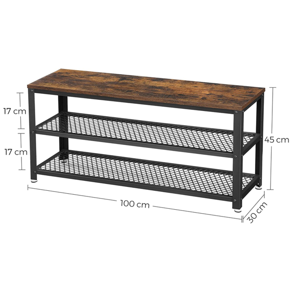 Παγκάκι Εισόδου - Παπουτσοθήκη 10 Θέσεων Με Πάγκο (100x30x45) Vasagle LBS078B01