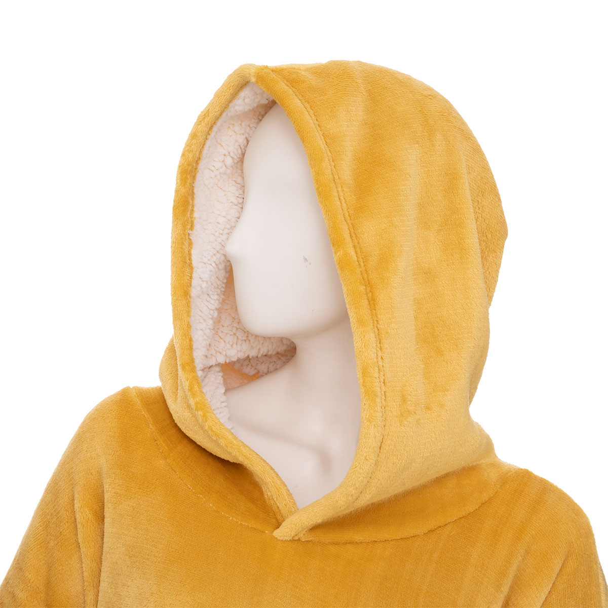 Fleece Φούτερ με Sherpa A-S Hoodie Ochre L-Xl Home Ένδυση Γυναικεία Σπιτιού Γυναικείες Ρόμπες Spitishop