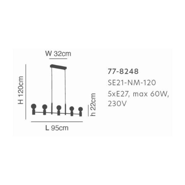 Φωτιστικό Οροφής Πολύφωτο Homelighting Adept 77-8249 Black