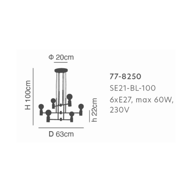 Φωτιστικό Οροφής Πολύφωτο Homelighting Adept 77-8250 Black Home Φωτιστικά Spitishop