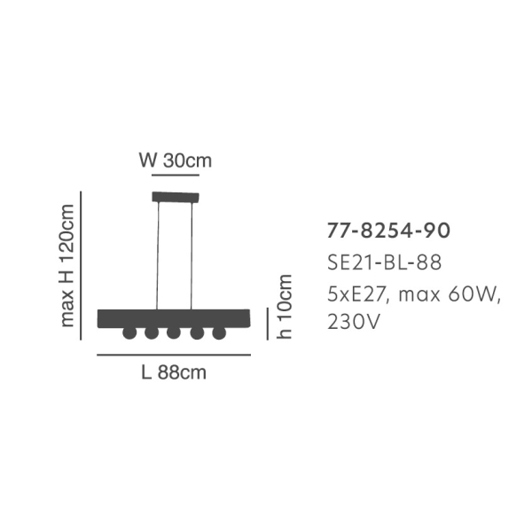 Φωτιστικό Οροφής Πολύφωτο Homelighting Tale 77-8254 Black