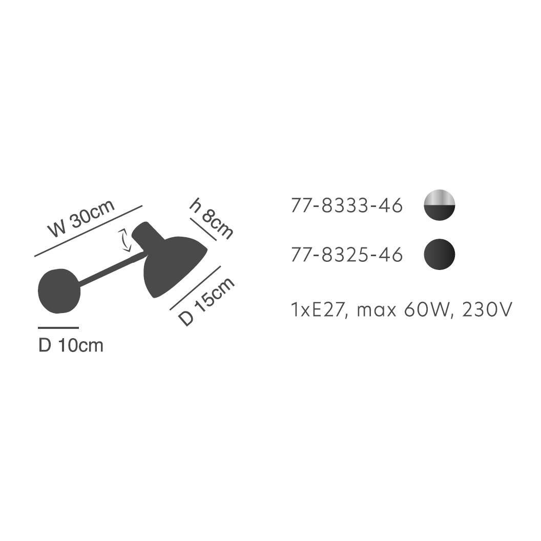Απλίκα Τοίχου Homelighting 77-8333 Nickel Black Home Φωτιστικά Spitishop