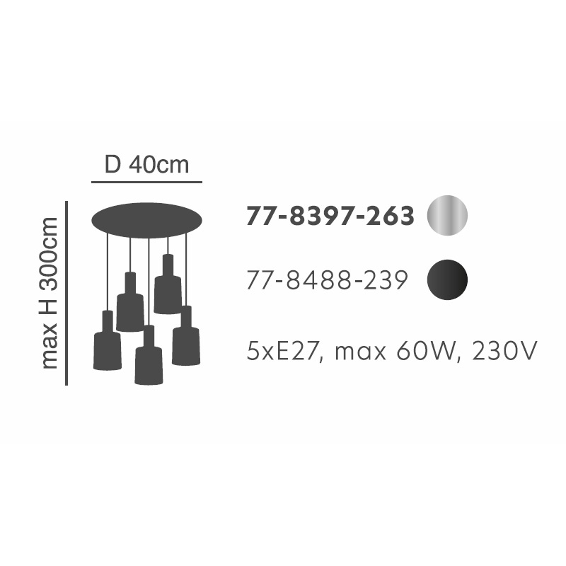 Φωτιστικό Οροφής Πολύφωτο Homelighting 77-8397 Nickel Smoked Home Φωτιστικά Spitishop