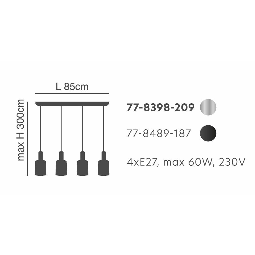 Φωτιστικό Οροφής Πολύφωτο Homelighting 77-8398 Nickel Smoked Home Φωτιστικά Spitishop