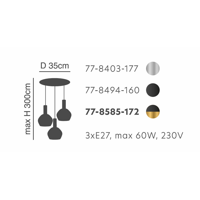 Φωτιστικό Οροφής Τρίφωτο Homelighting 77-8403 Nickel White Home Φωτιστικά Spitishop