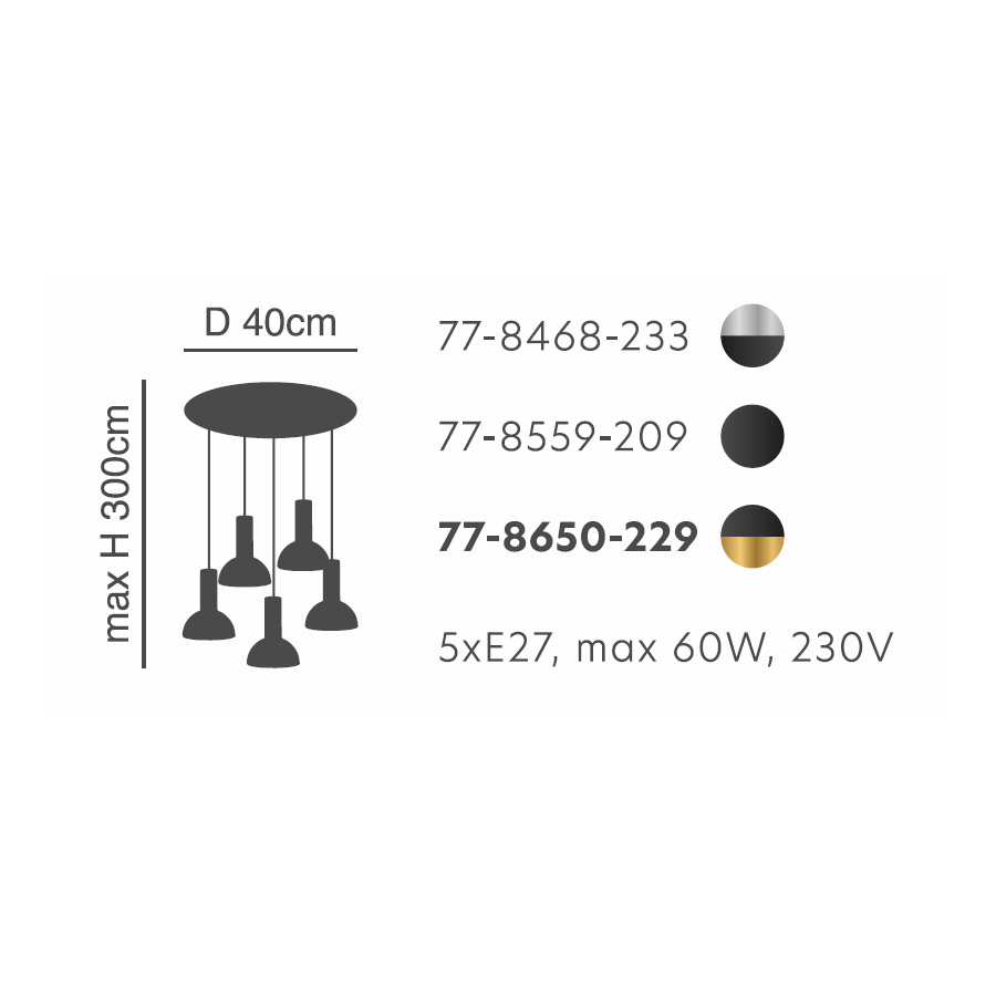 Φωτιστικό Οροφής Πολύφωτο Homelighting 77-8468 Nickel Black Home Φωτιστικά Spitishop