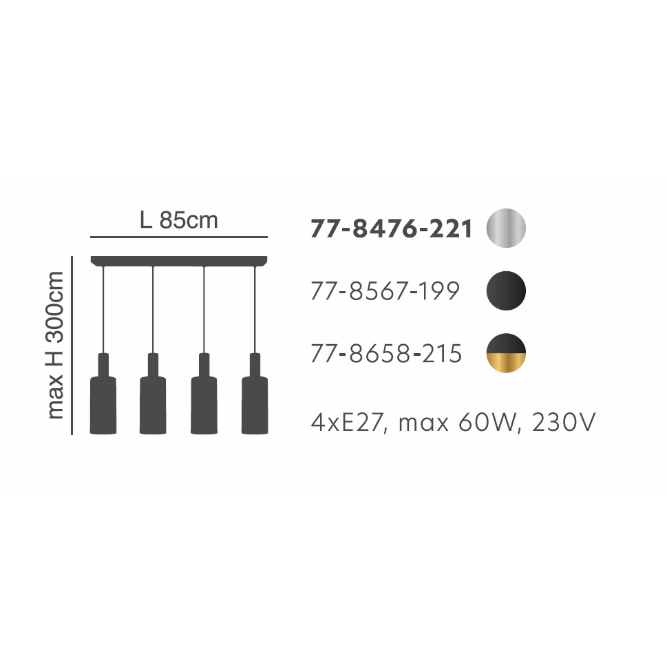 Φωτιστικό Οροφής Πολύφωτο Homelighting 77-8476 Nickel White Home Φωτιστικά Spitishop