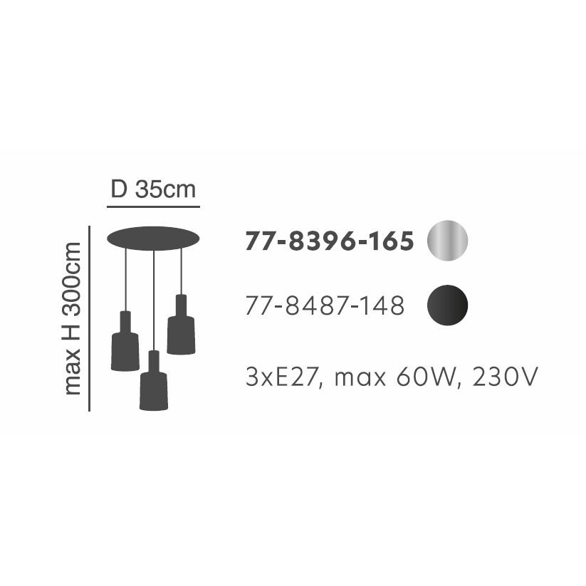 Φωτιστικό Οροφής Τρίφωτο Homelighting 77-8487 Black Smoked Home Φωτιστικά Spitishop