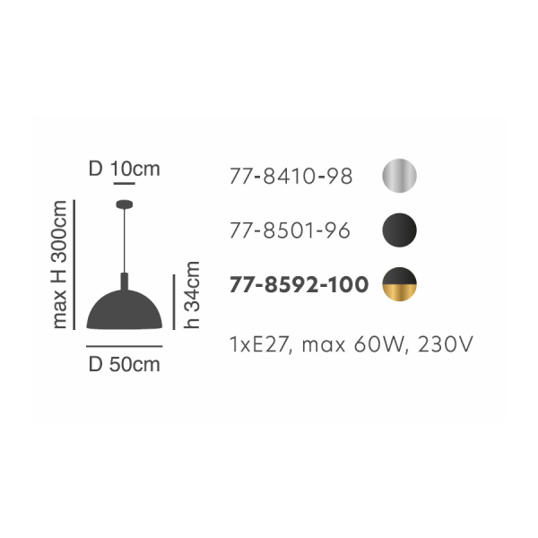 Φωτιστικό Οροφής Μονόφωτο Homelighting 77-8501 Black