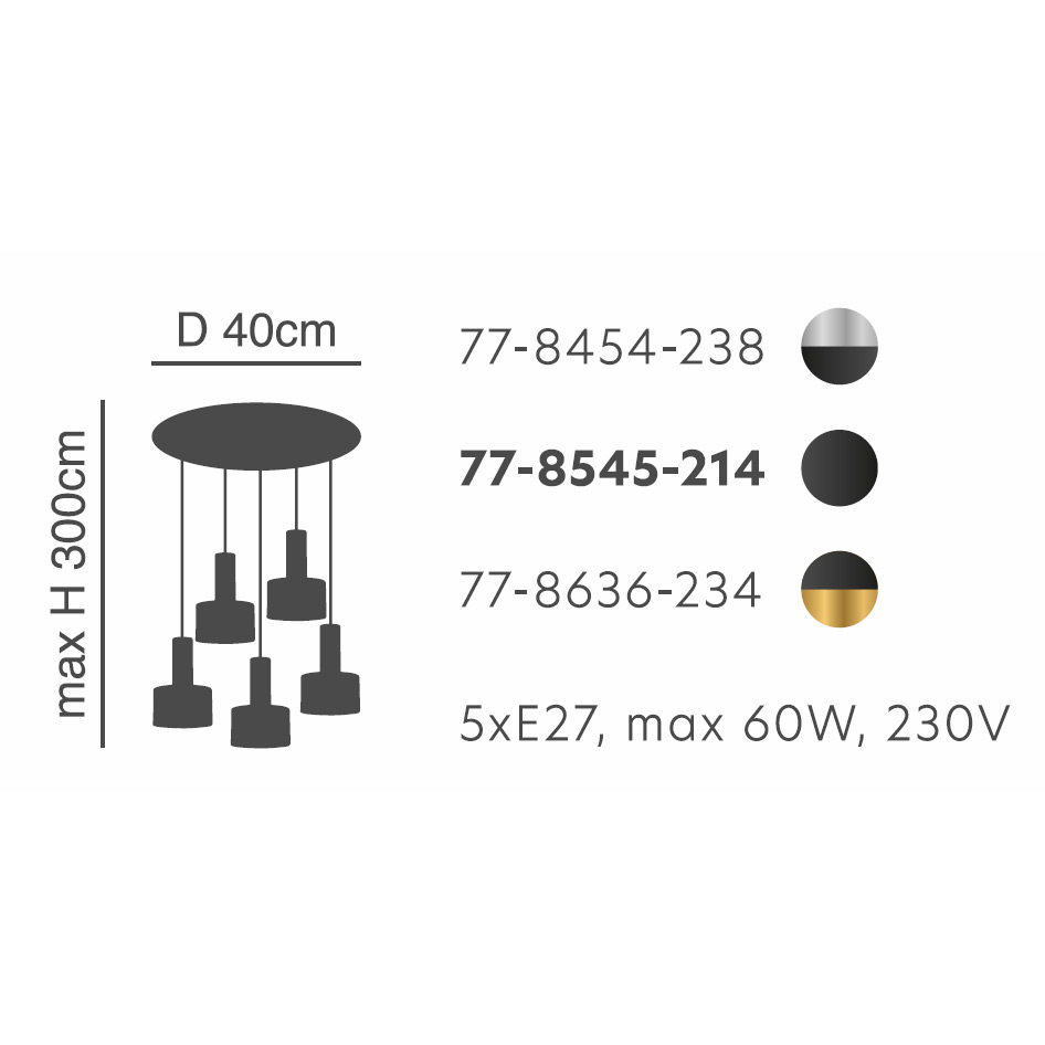 Φωτιστικό Οροφής Πολύφωτο Homelighting 77-8545 Black Home Φωτιστικά Spitishop