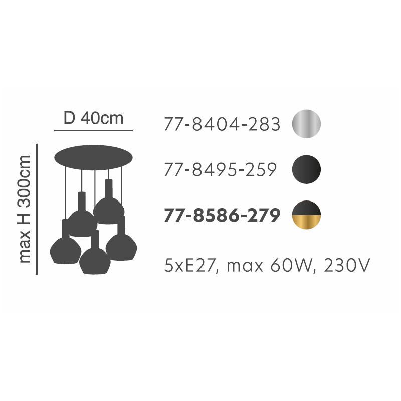 Φωτιστικό Οροφής Πολύφωτο Homelighting 77-8586 Gold White Home Φωτιστικά Spitishop