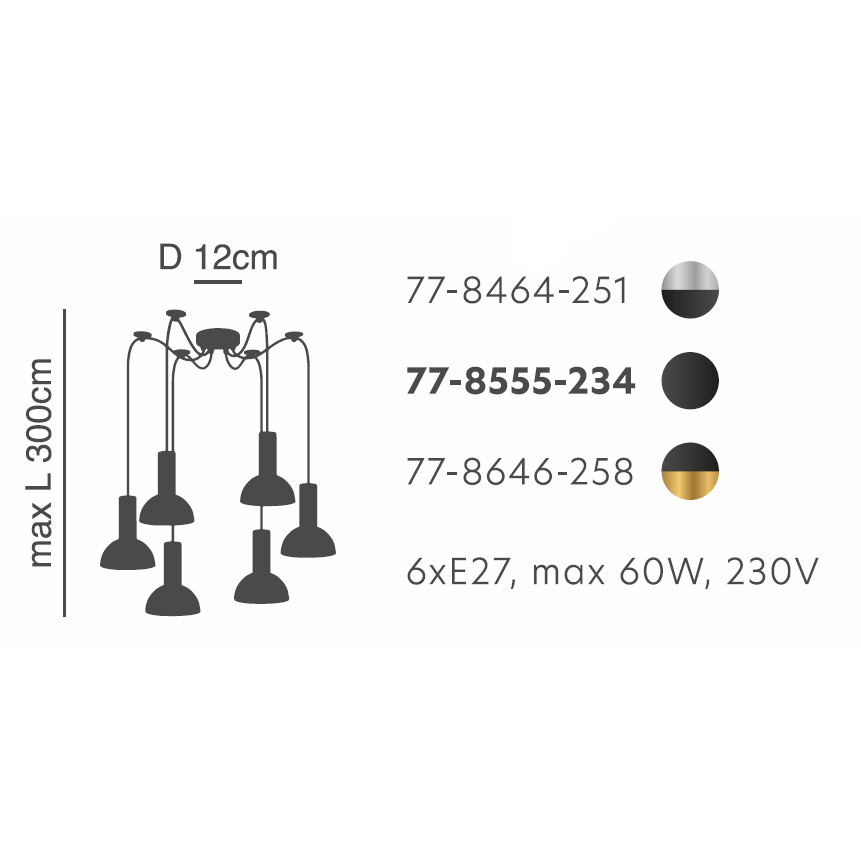 Φωτιστικό Οροφής Πολύφωτο Homelighting 77-8646 Gold Black Home Φωτιστικά Spitishop