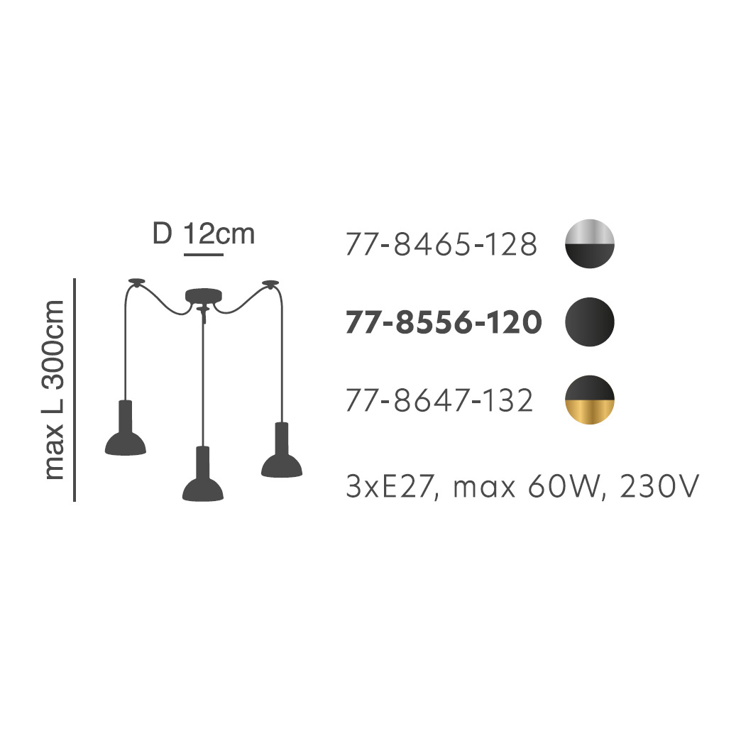 Φωτιστικό Οροφής Τρίφωτο Homelighting 77-8647 Gold Black Home Φωτιστικά Spitishop