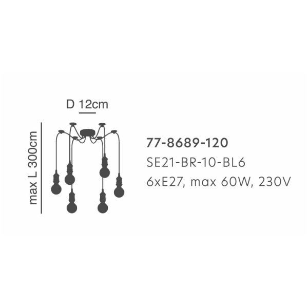 Φωτιστικό Οροφής Πολύφωτο Homelighting Magnum 77-8689 Bronze