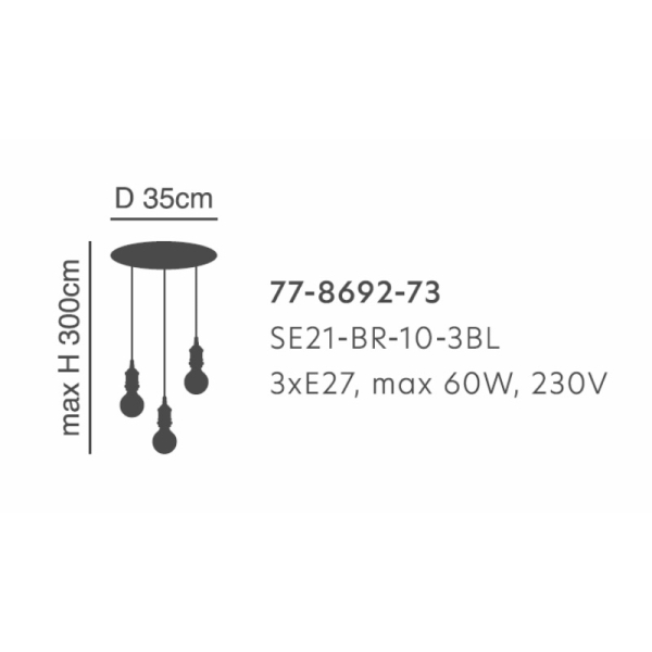 Φωτιστικό Οροφής Τρίφωτο Homelighting Magnum 77-8692 Bronze