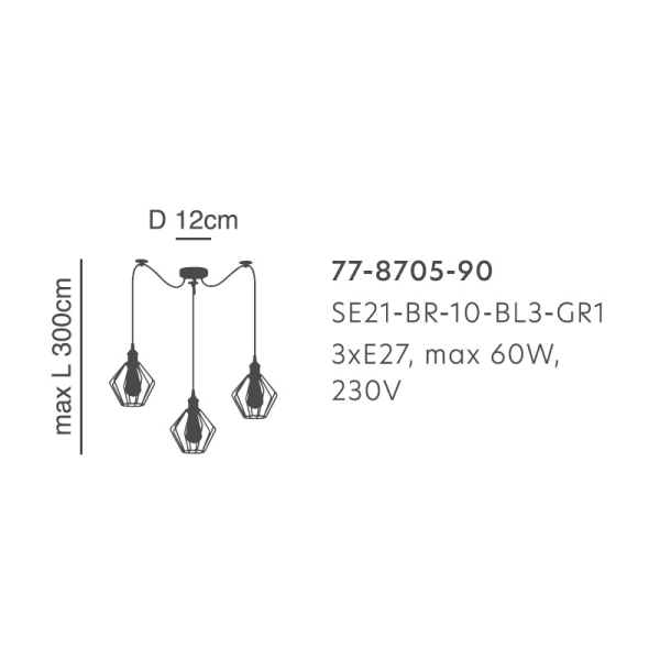 Φωτιστικό Οροφής Τρίφωτο Homelighting 77-8705 Bronze