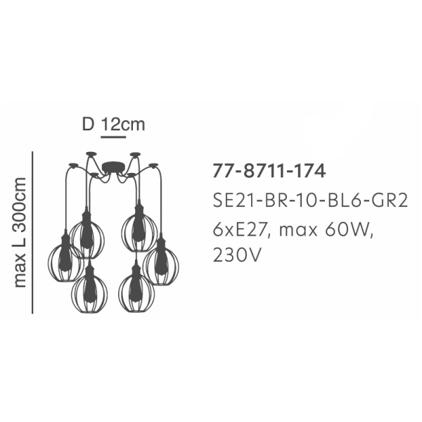 Φωτιστικό Οροφής Πολύφωτο Homelighting 77-8711 Bronze