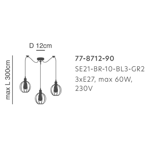 Φωτιστικό Οροφής Τρίφωτο Homelighting 77-8712 Bronze