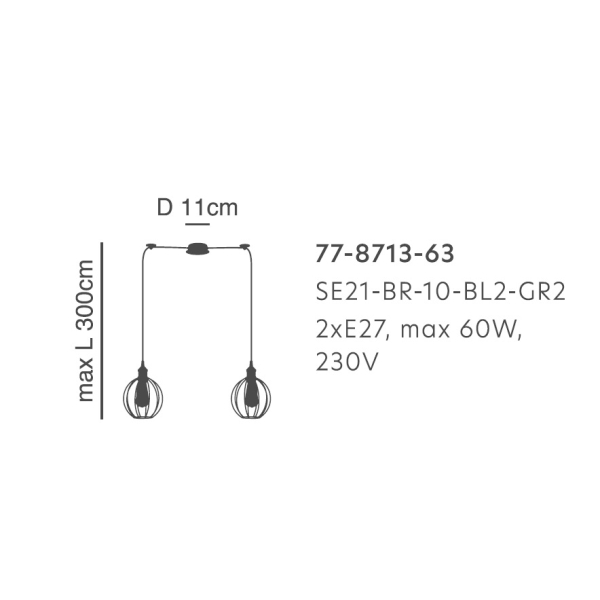 Φωτιστικό Οροφής Δίφωτο Homelighting 77-8713 Bronze