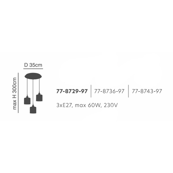 Φωτιστικό Οροφής Τρίφωτο Homelighting 77-8736 Bronze/Grey