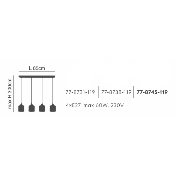 Φωτιστικό Οροφής Πολύφωτο Homelighting 77-8738 Bronze/Grey