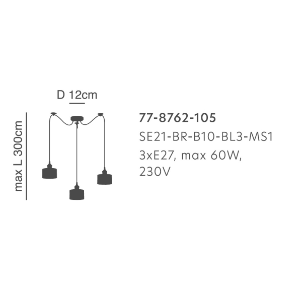 Φωτιστικό Οροφής Τρίφωτο Homelighting 77-8762 Bronze