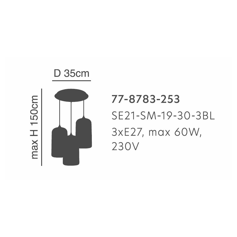 Φωτιστικό Οροφής Τρίφωτο Homelighting Feint 77-8783 Smoked Glass Home Φωτιστικά Spitishop