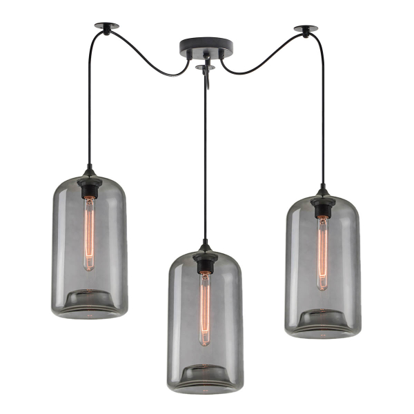 Φωτιστικό Οροφής Τρίφωτο Homelighting Feint 77-8787 Smoked Glass