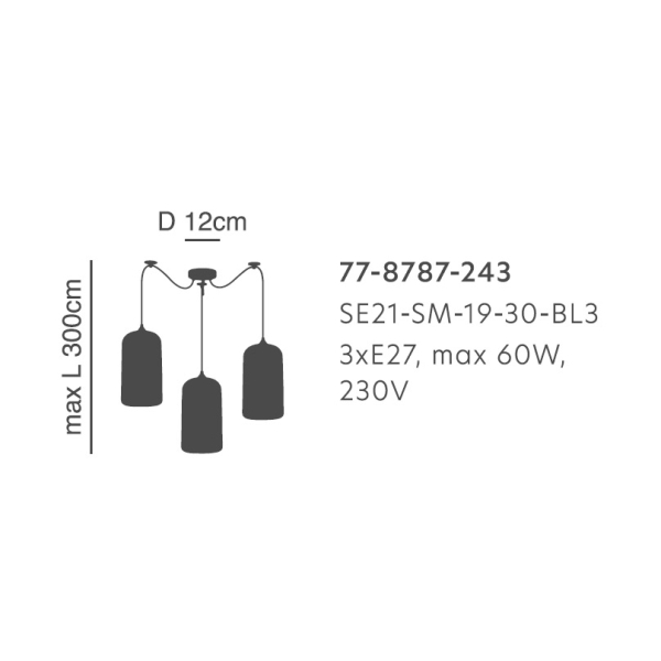 Φωτιστικό Οροφής Τρίφωτο Homelighting Feint 77-8787 Smoked Glass