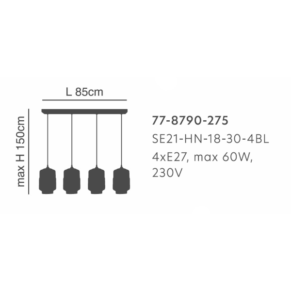 Φωτιστικό Οροφής Πολύφωτο Homelighting Gaby 77-8790 Honey/Black