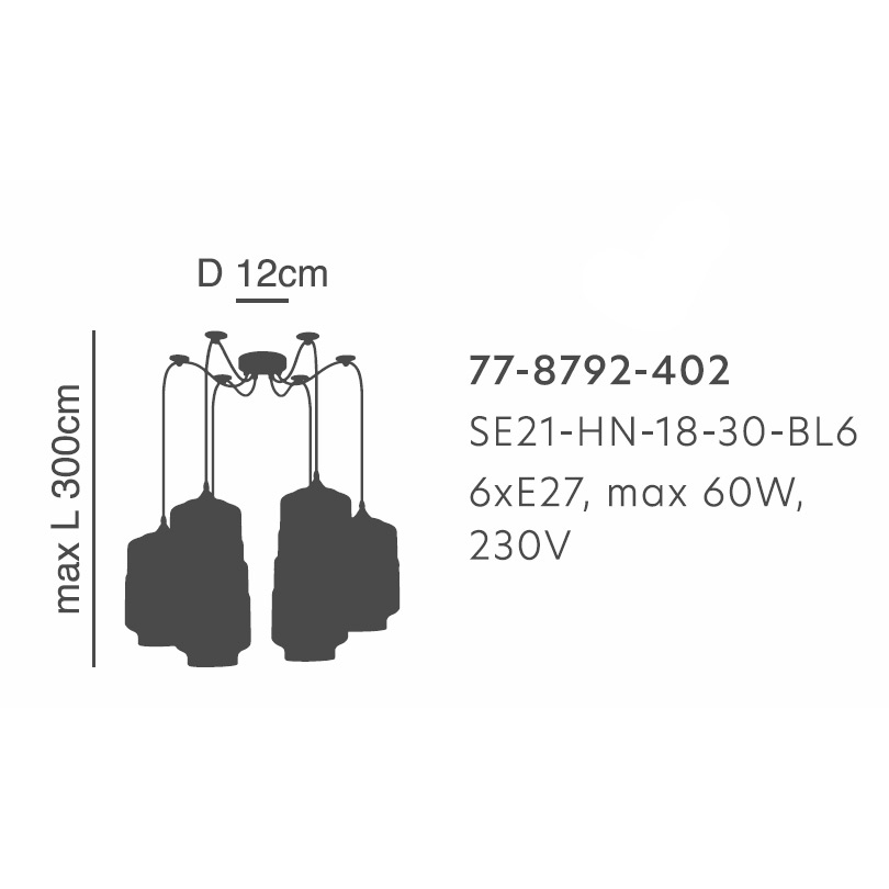 Φωτιστικό Οροφής Πολύφωτο Homelighting Gaby 77-8792 Honey Black Home Φωτιστικά Spitishop